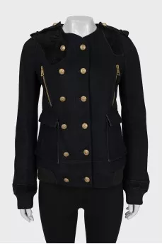 Wool jacket with accent buttons