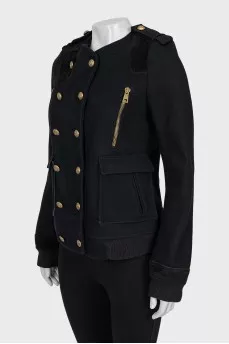 Wool jacket with accent buttons
