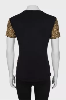T-shirt with metallic rhinestones