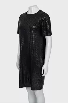 Dress with button fastening
