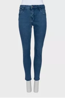 Blue jeans with raised seams