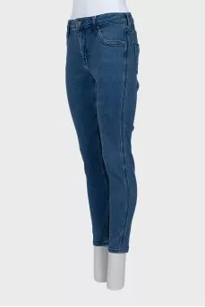 Blue jeans with raised seams
