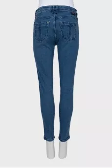 Blue jeans with raised seams