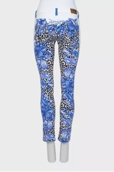 Animal print jeans with eyelets