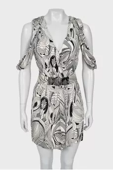Dress with button fastening