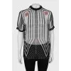 Transparent T-shirt with geometric print