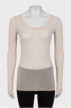 Beige mesh long sleeve