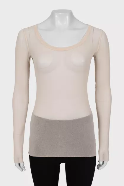 Beige mesh long sleeve