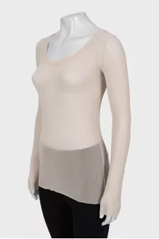 Beige mesh long sleeve
