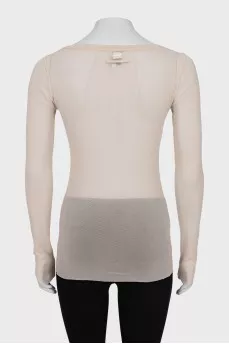 Beige mesh long sleeve