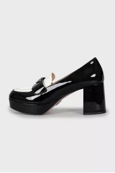 Black and white square toe shoes