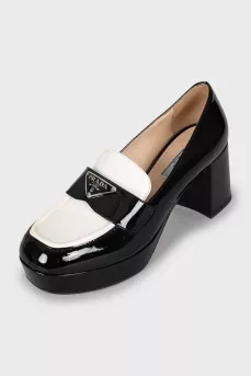 Black and white square toe shoes