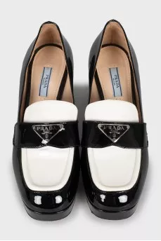 Black and white square toe shoes