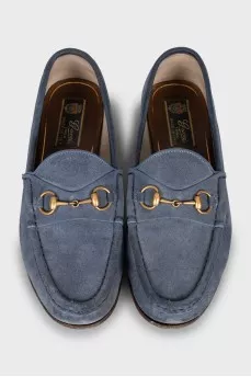 Blue suede loafers