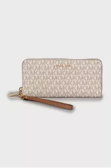 Canvas wallet with branded monogram