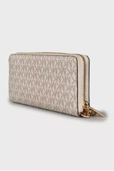 Canvas wallet with branded monogram