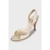 Leather sandals with textile decor