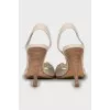 Leather sandals with textile decor