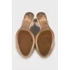 Leather sandals with textile decor