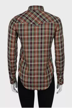 Checkered print button down shirt