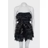 Dress with frills decorated with rhinestones