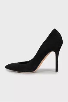Black suede pumps