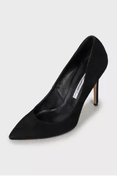 Black suede pumps