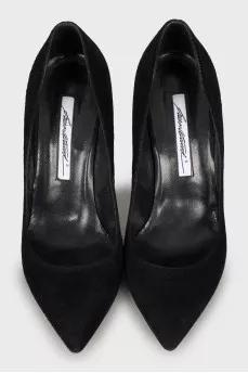 Black suede pumps