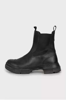 Black rubber boots