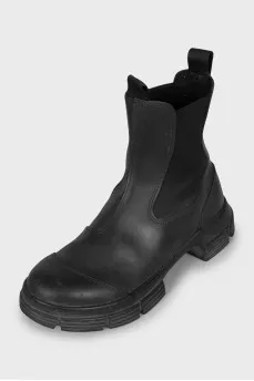 Black rubber boots
