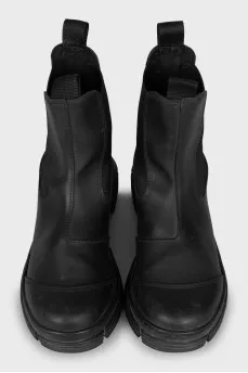 Black rubber boots