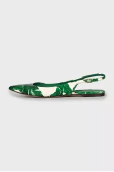 Leather open toe shoes with print