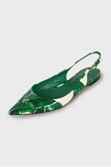 Leather open toe shoes with print