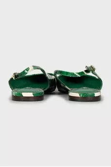 Leather open toe shoes with print