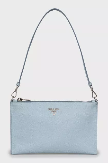 Blue leather bag Saffiano