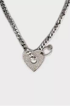 Silver heart pendant with crystals