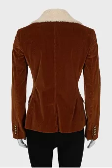 Corduroy jacket with detachable collar