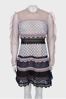 Mesh dress with lace