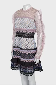 Mesh dress with lace