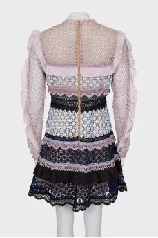 Mesh dress with lace