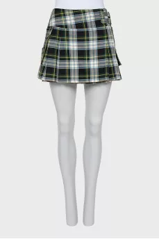 Plaid skirt with patch pockets