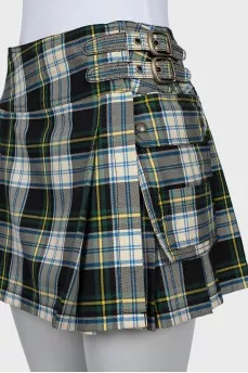 Plaid skirt with patch pockets