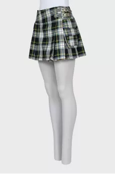 Plaid skirt with patch pockets