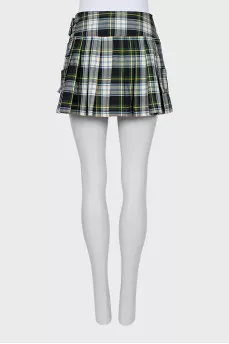 Plaid skirt with patch pockets