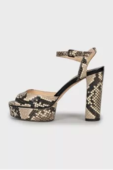 Animal print leather sandals
