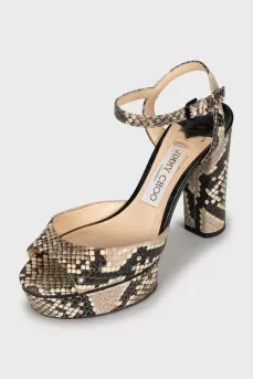 Animal print leather sandals