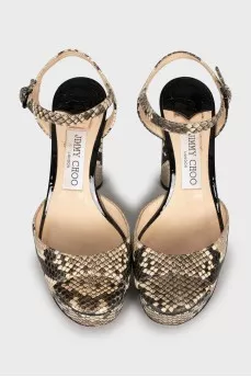 Animal print leather sandals