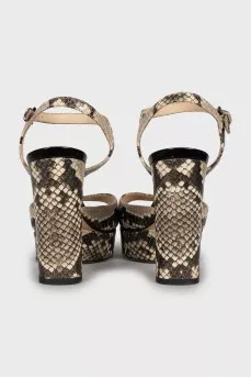 Animal print leather sandals