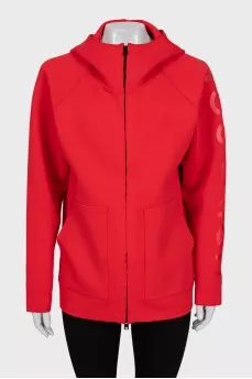 Red zip cardigan