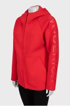 Red zip cardigan